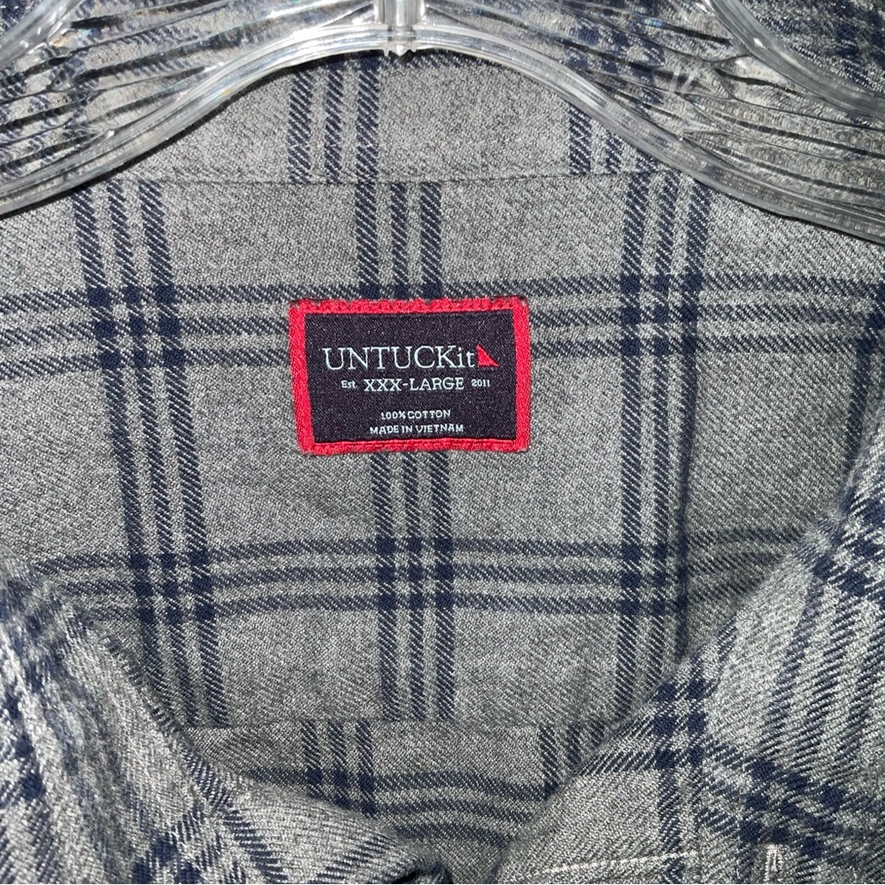 UNTUCKit Shirt Mens 3XL Grey & Blue Flannel Button Up Long Sleeve Casual Hiking - Picture 2 of 12